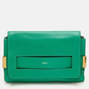 Chloe Elle Small Green Leather Flap Clutch